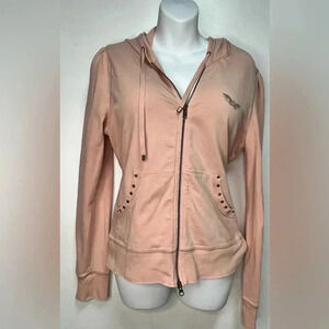 Calvin Klein jeans Pink Zip Up Hoodie Y2K Angel Cupid Embellished Sweatshirt